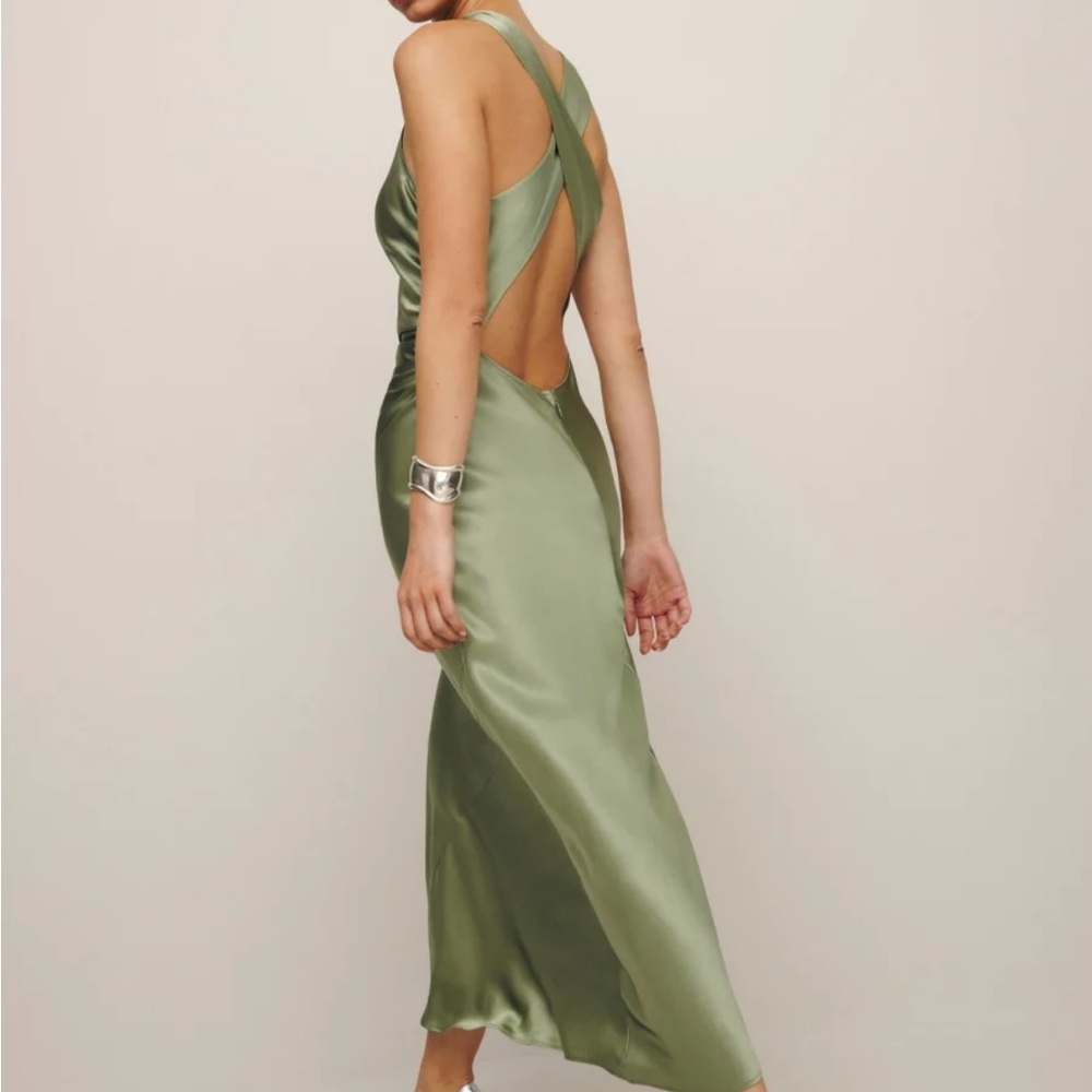 Reformation Green Backless Dress